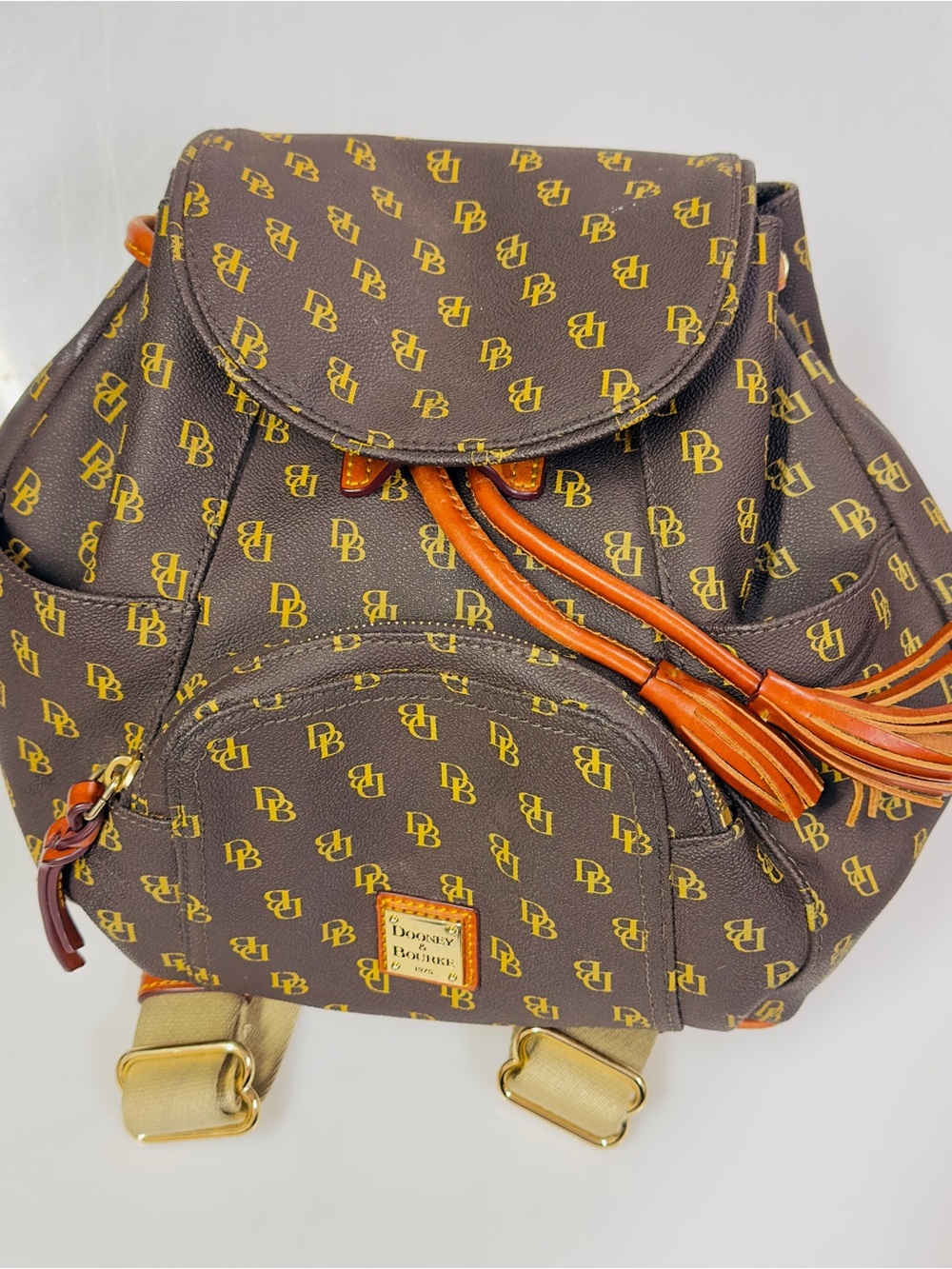 Dooney & Bourke Gretta Medium Murphy Signature Monogram Brown Backpack